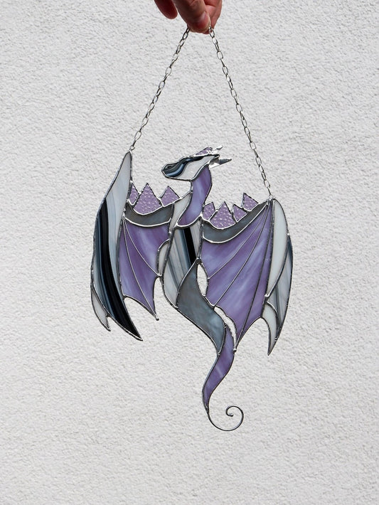 Purple Grey Dragon Acrylic Window Hanging