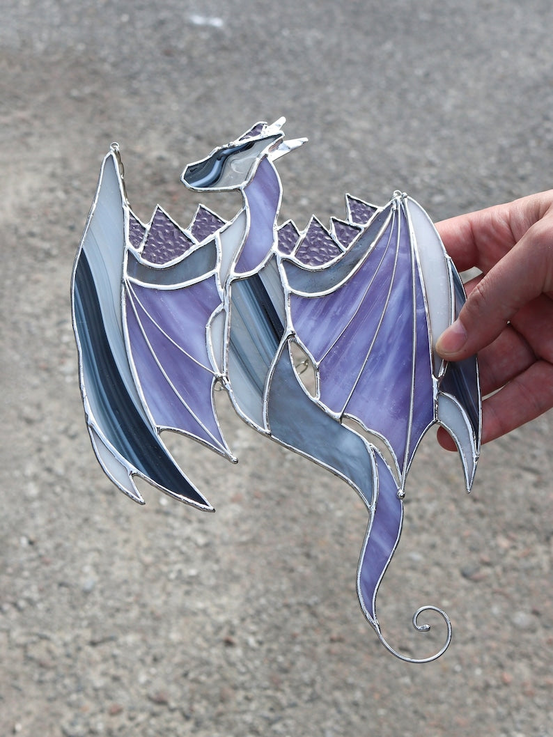 Purple Grey Dragon Acrylic Window Hanging