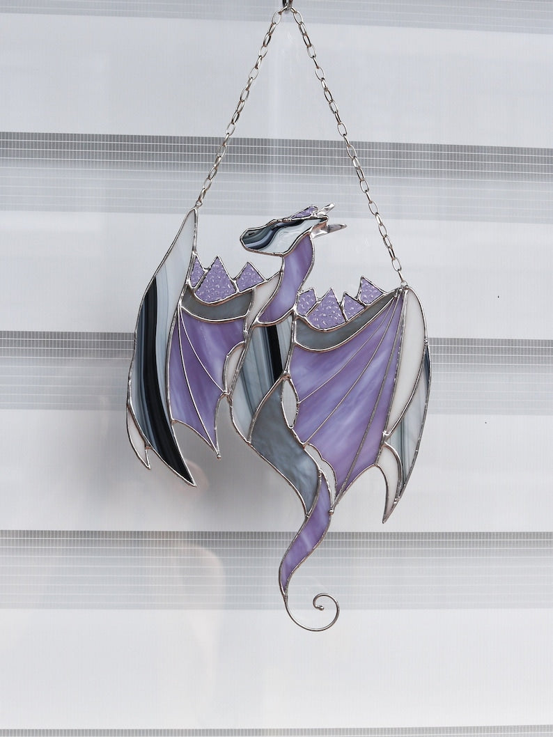 Purple Grey Dragon Acrylic Window Hanging