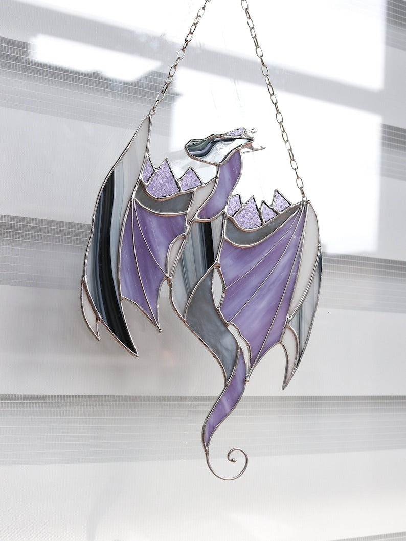 Purple Grey Dragon Acrylic Window Hanging