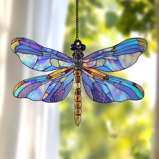 Mystical Dragonfly Stained Glass Window Hanging