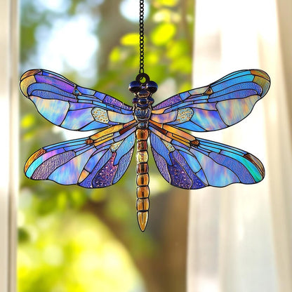 Mystical Dragonfly Stained Glass Window Hanging