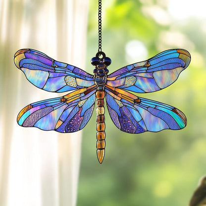 Mystical Dragonfly Stained Glass Window Hanging