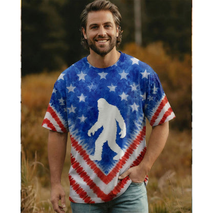 BIGFOOT FLAG RED WHITE & BLUE SWIRL ALL OVER PRINT SHIRT