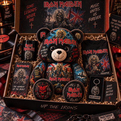 Iron Maiden Bear Custom Shaped Pillow – Fear of the Dark Heavy Metal Music Fan Gift, Rock Collectible