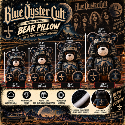 Blue Öyster Cult Custom Shaped Bear Pillow – Don’t Fear the Reaper Classic Rock Inspired Gift for Blue Öyster Cult Fans