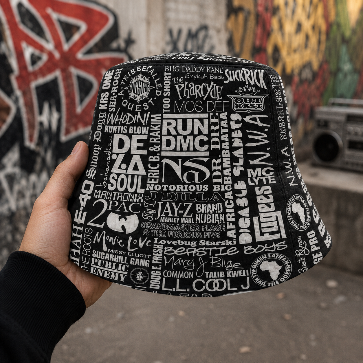 Classic Golden 80’s & 90’s Hip Hop All Over  Bucket Hat Version 2