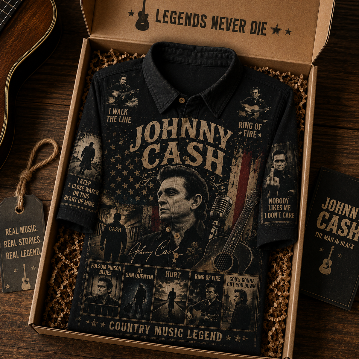 Jonny Cash Hawaiian Shirt - Vintage Country Music Fan Gift