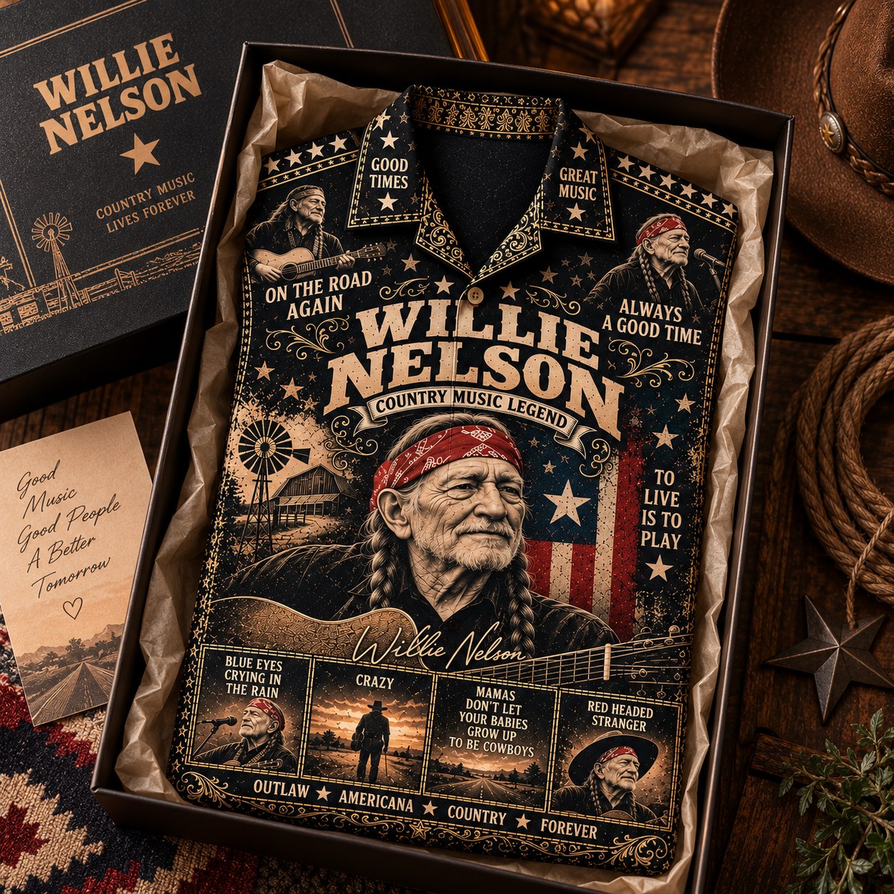 Willie Nelson Hawaiian Shirt - Vintage Country Music Fan Gift 2