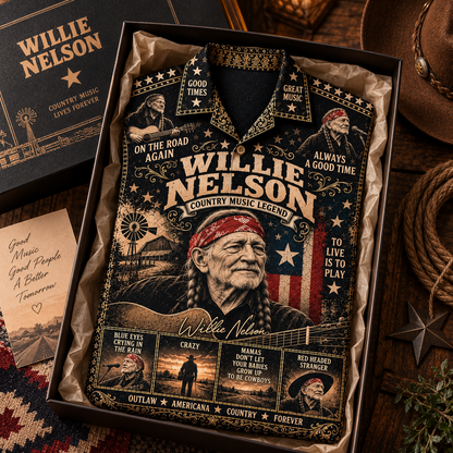Willie Nelson Hawaiian Shirt - Vintage Country Music Fan Gift 2