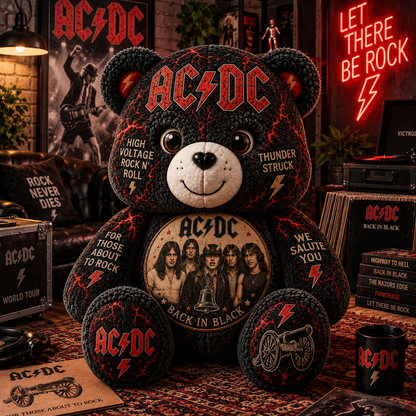 ACDC Bear Custom Shaped Pillow – Rock Music Legend Gift