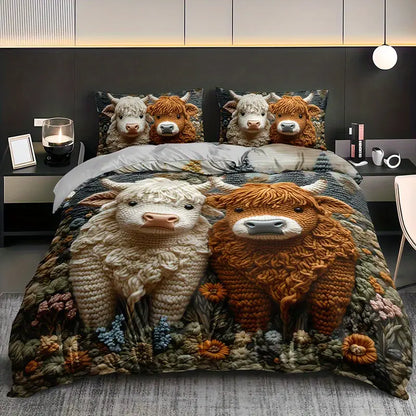 Highland Cow Pattern Bedding Set