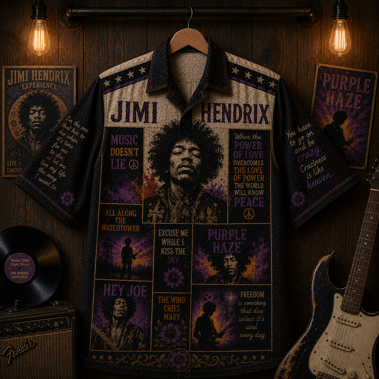 Jimi Hendrix Hawaiian Shirt - Vintage Music Fan Gift