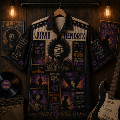 Jimi Hendrix Hawaiian Shirt - Vintage Music Fan Gift