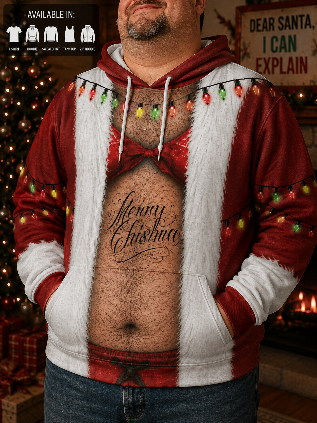 Funny Santa Bikini All Over Print Shirt, Ugly Christmas Outfit, Family Matching Tee