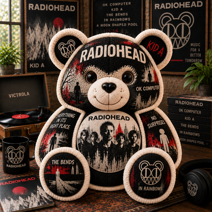 Radiohead Bear Custom Shaped Pillow – Alternative Rock Music Fan Gift