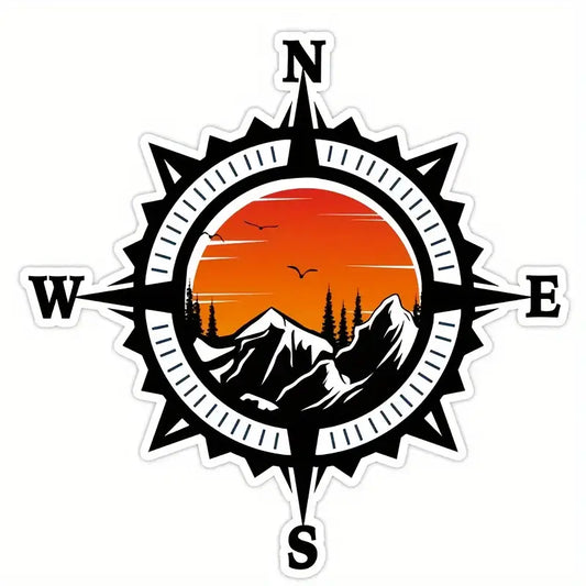 Compass Adventure Sunset Sticker
