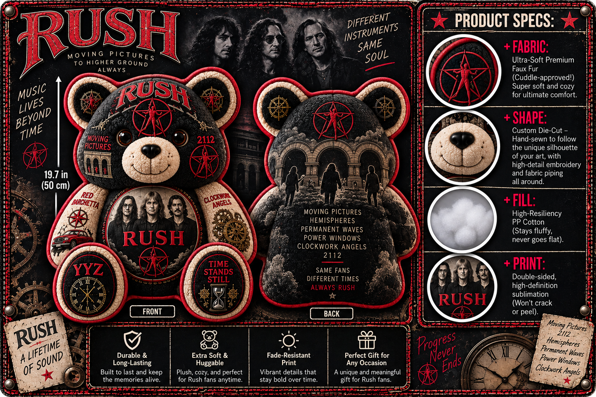 Rush Bear Custom Shaped Pillow – Progressive Rock Music Fan Gift