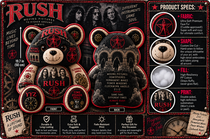 Rush Bear Custom Shaped Pillow – Progressive Rock Music Fan Gift
