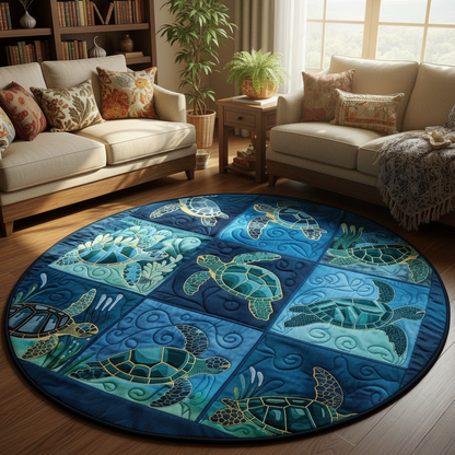 Beautiful Sea Turtle Round Mat