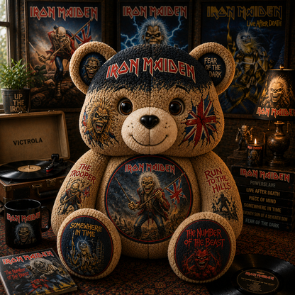 Iron Maiden Bear Custom Shaped Pillow – Rock Music Legend Gift