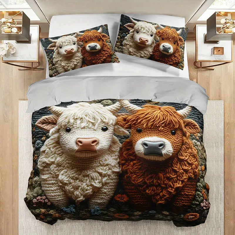 Highland Cow Pattern Bedding Set