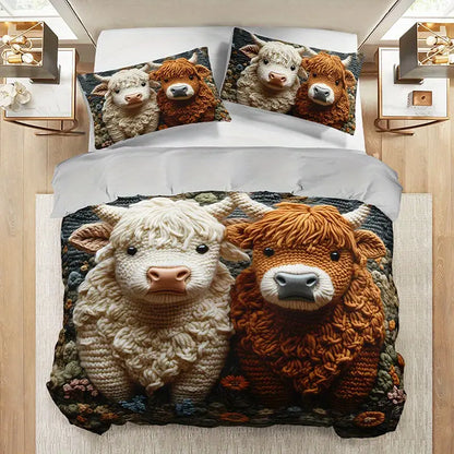 Highland Cow Pattern Bedding Set