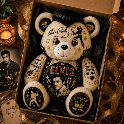 Elvis Presley Bear Custom Shaped Pillow – Gift for Elvis Fans & Rock ’n’ Roll Lovers