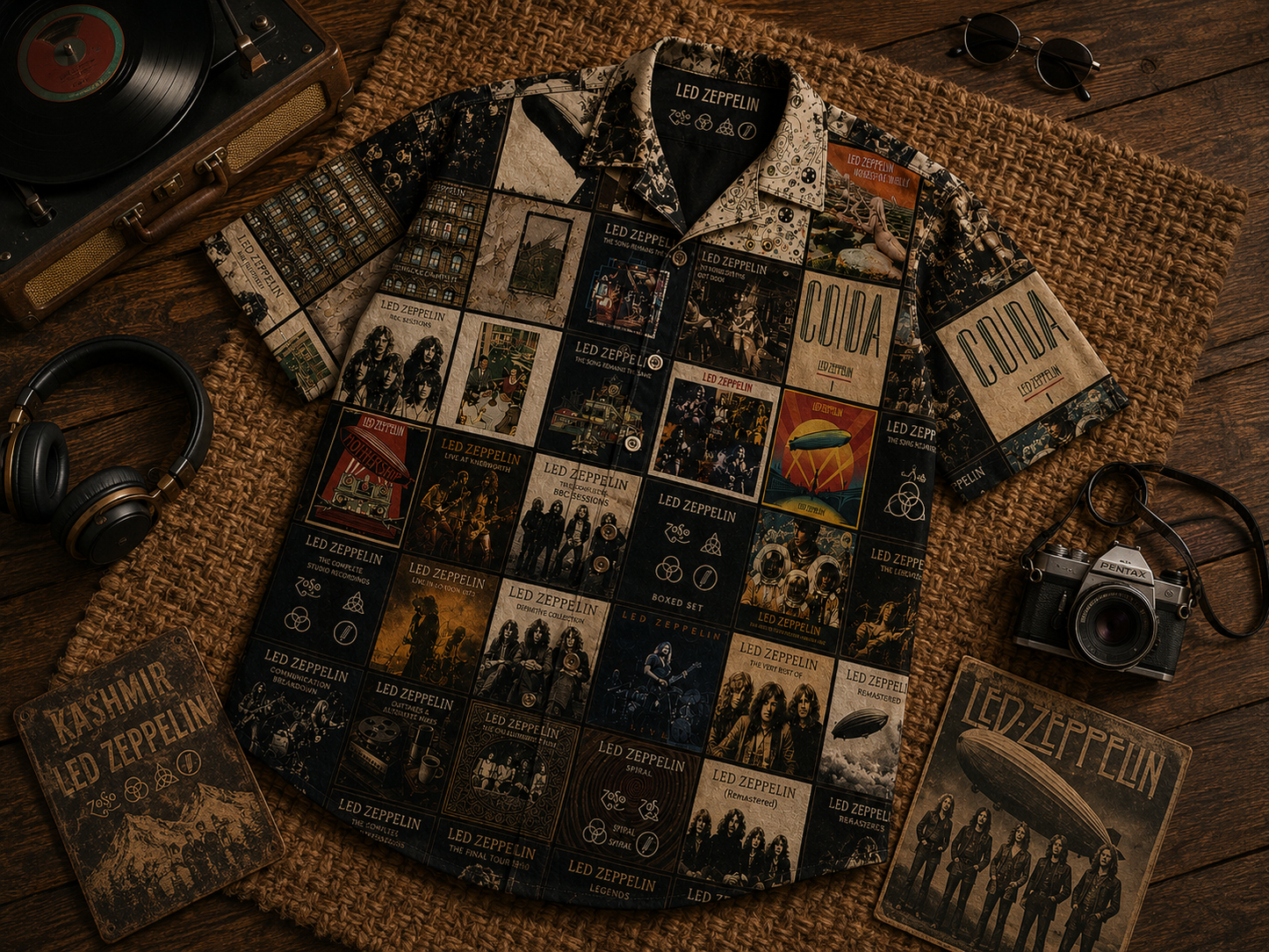 Led Zeppelin Album Collection Hawaiian Shirt - Vintage Rock Music Fan Gift