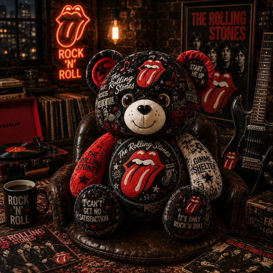 The Rolling Stones Bear Custom Shaped Pillow – Gift for Fans & Classic Rock Lovers