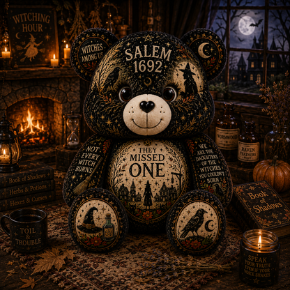 Salem 1692 They Missed One Bear Custom Shaped Pillow – Witch Gift for Halloween & Salem Witch Lovers