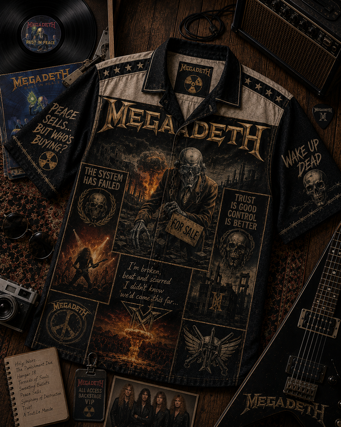 Megadeth Hawaiian Shirt - Vintage Music Fan Gift