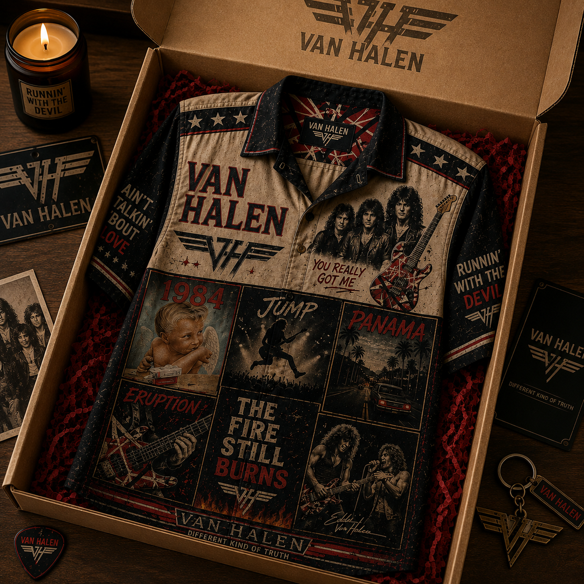 Van Halen Hawaiian Shirt - Vintage Music Fan Gift
