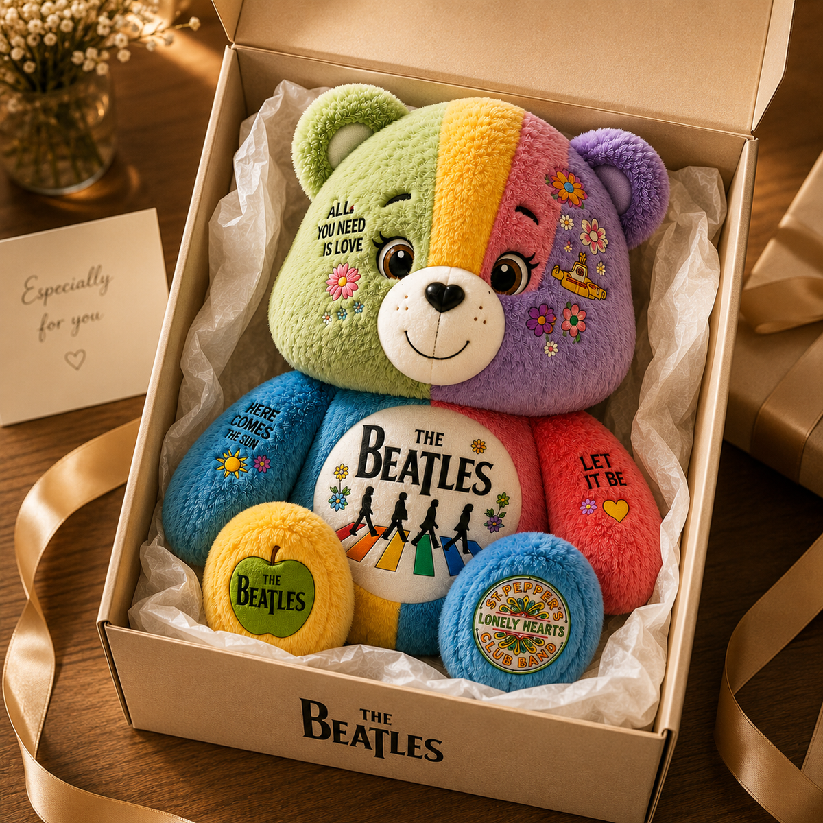 The Beatles Bear Custom Shaped Pillow – Gift for Beatles Fans & Music Lovers