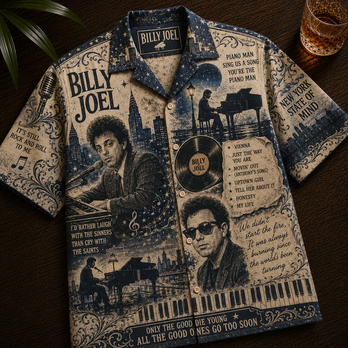 Billy Joel Hawaiian Shirt - Vintage Music Fan Gift
