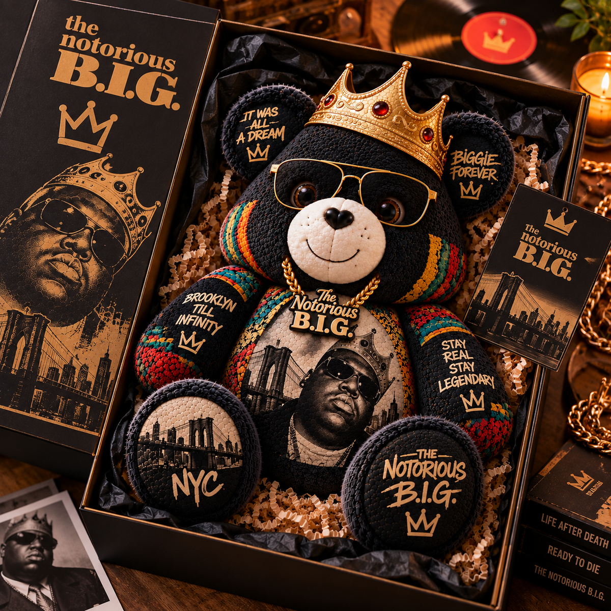 The Notorious B.I.G. Custom Shaped Bear Pillow – It Was All a Dream Hip Hop Legend Inspired Gift for Biggie Fans