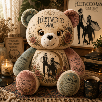 Fleetwood Mac Bear Custom Shaped Pillow – Gift for Classic Rock Lovers