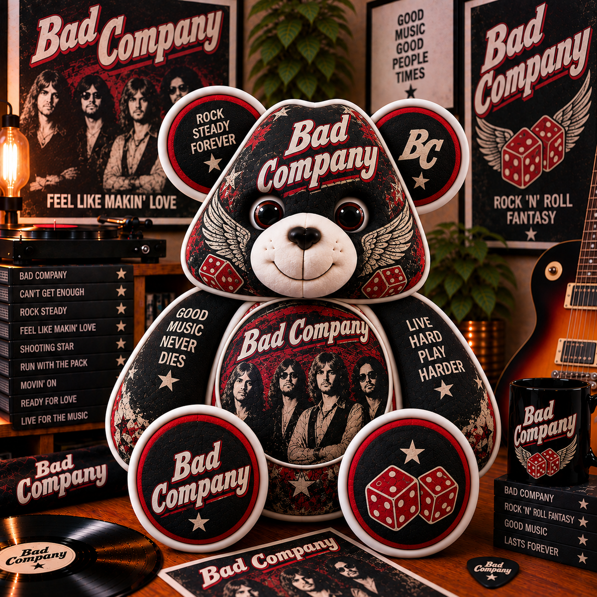 Bad Company Custom Shaped Bear Pillow – Classic Rock Music Inspired Gift for Fans