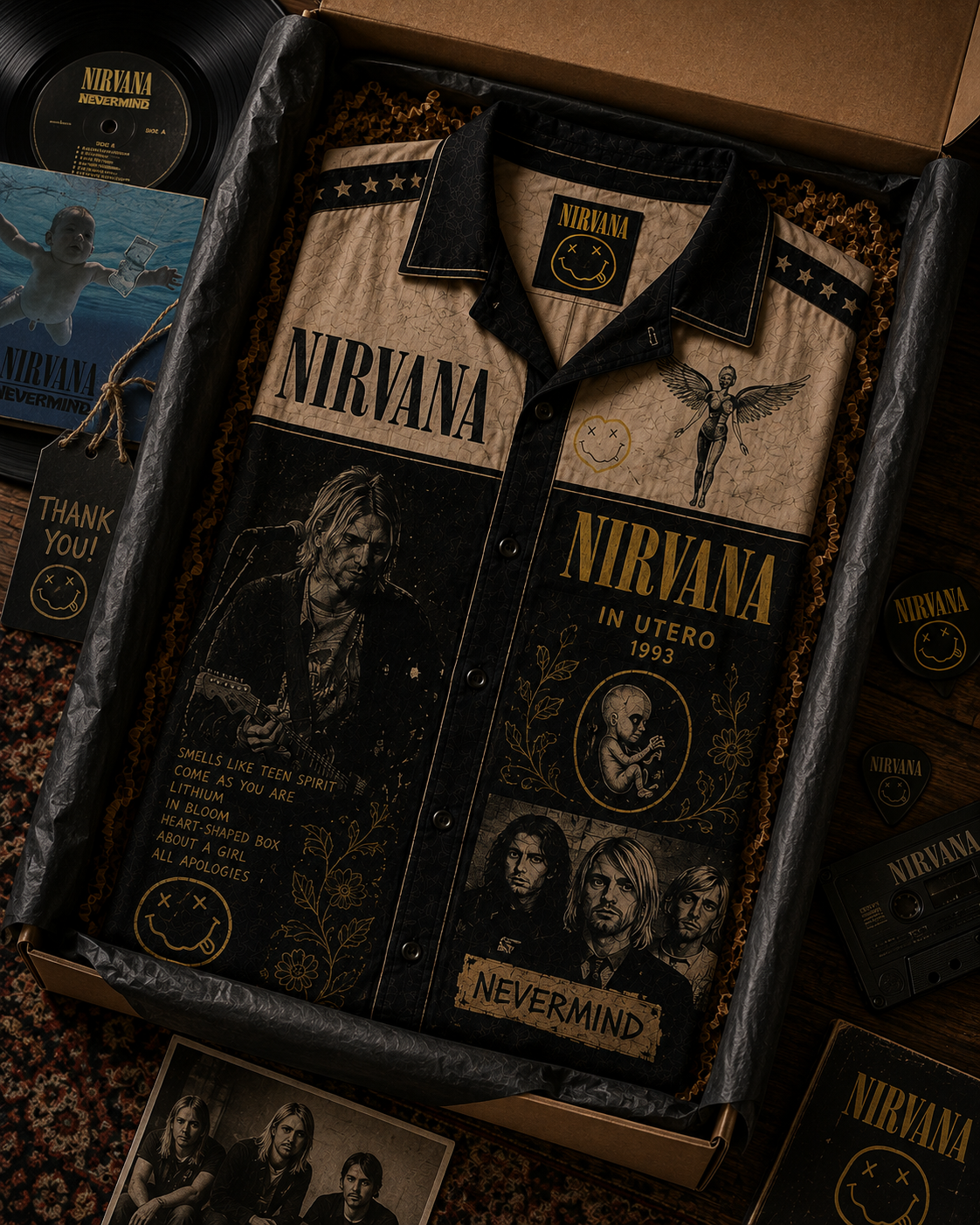 Nirvana Hawaiian Shirt - Vintage Music Fan Gift
