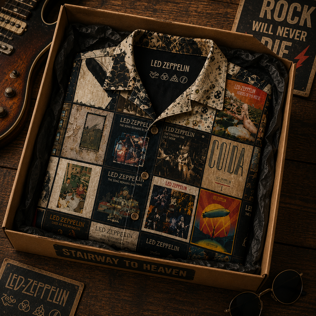 Led Zeppelin Album Collection Hawaiian Shirt - Vintage Rock Music Fan Gift