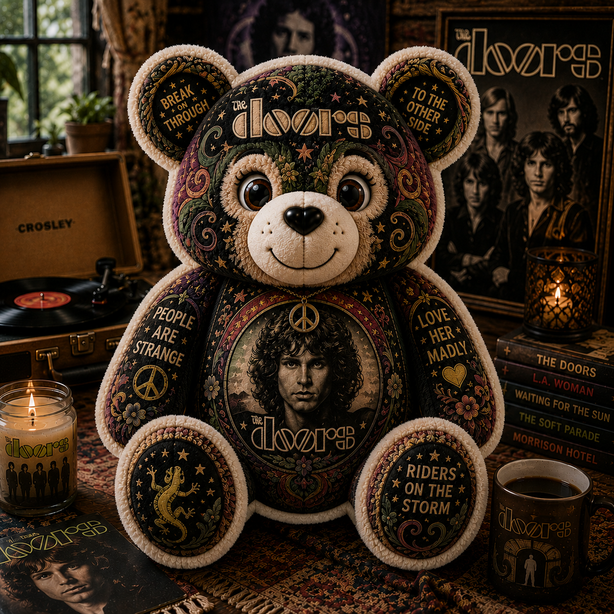 The Doors Bear Custom Shaped Pillow – Rock Music Legend Gift