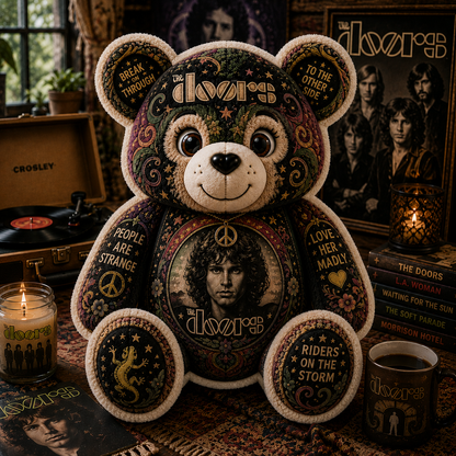The Doors Bear Custom Shaped Pillow – Rock Music Legend Gift