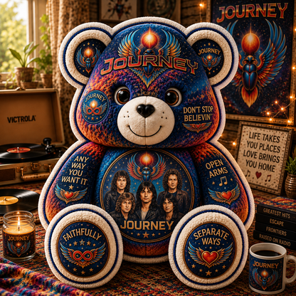 Journey Bear Custom Shaped Pillow – Don’t Stop Believin’ Classic Rock Band Fan Gift
