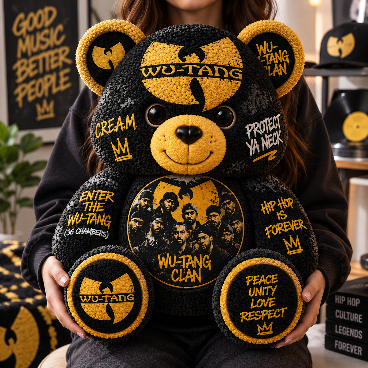 Wu-Tang Clan Custom Shaped Bear Pillow – 36 Chambers Hip Hop Inspired Gift for Wu-Tang Fans