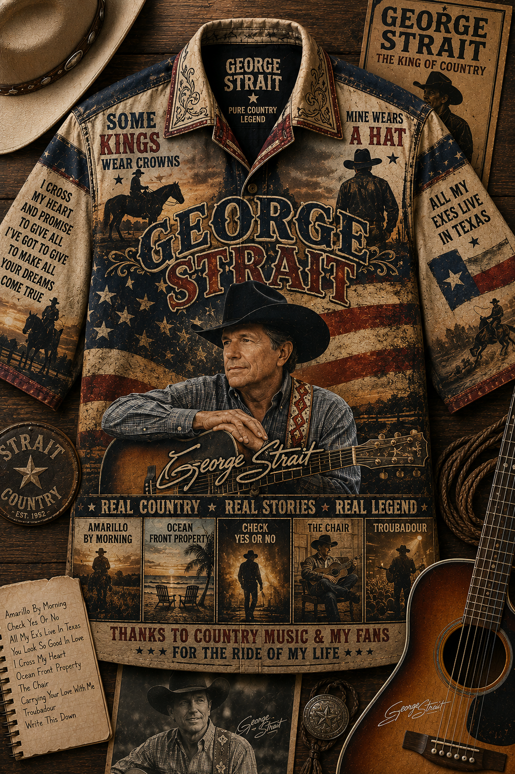 George Strait Hawaiian Shirt - Vintage Music Country Fan Gift