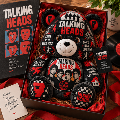 Talking Heads Custom Shaped Bear Pillow – New Wave & Art Rock Music Inspired Gift for Talking Heads Fans