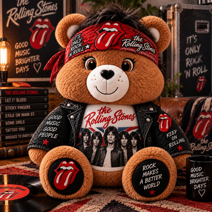 The Rolling Stones Custom Shaped Bear Pillow – Classic Rock Inspired Gift for Rolling Stones Fans