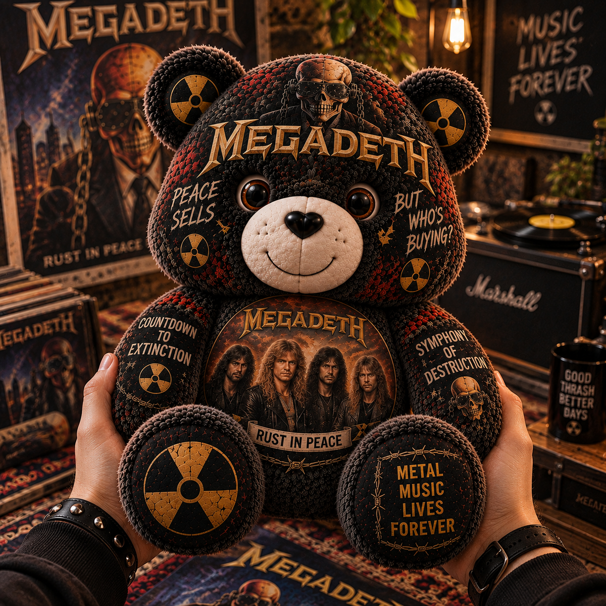 Megadeth Bear Custom Shaped Pillow – Thrash Metal Fan Gift