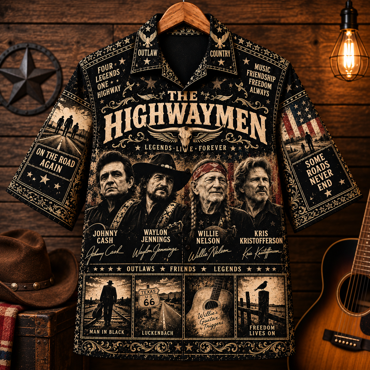 The Highwaymen Hawaiian Shirt - Vintage Country Music Fan Gift