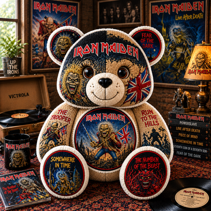 Iron Maiden Bear Custom Shaped Pillow – Rock Music Legend Gift